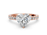 Rose gold Heart Cut Diamond Solitaire Ring with Round with Moissanite side stone Pavé Band and Four-Prong Setting_36