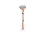 Rose gold Heart Cut Diamond Solitaire Ring with Round with Moissanite side stone Pavé Band and Four-Prong Setting_38