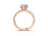 Rose gold Heart Cut Diamond Solitaire Ring with Round with Moissanite side stone Pavé Band and Four-Prong Setting_39