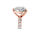 Rose gold Heart Cut Diamond Solitaire Ring with Round with Moissanite side stone Pavé Band and Prong Setting_17
