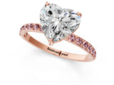 Rose gold Heart Cut Diamond Solitaire Ring with Round with Morganite side stone Pavé Band and Prong Setting_13