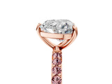 Rose gold Heart Cut Diamond Solitaire Ring with Round with Morganite side stone Pavé Band and Prong Setting_17