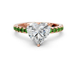 Rose gold Heart Cut Diamond Solitaire Ring with Round with Peridot side stone Pavé Band and Four-Prong Setting_36