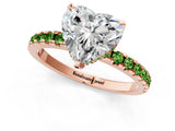 Rose gold Heart Cut Diamond Solitaire Ring with Round with Peridot side stone Pavé Band and Four-Prong Setting_37
