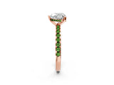 Rose gold Heart Cut Diamond Solitaire Ring with Round with Peridot side stone Pavé Band and Four-Prong Setting_38