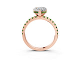 Rose gold Heart Cut Diamond Solitaire Ring with Round with Peridot side stone Pavé Band and Four-Prong Setting_39