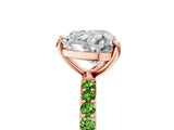 Rose gold Heart Cut Diamond Solitaire Ring with Round with Peridot side stone Pavé Band and Prong Setting_5
