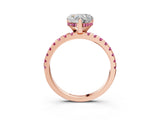 Rose gold Heart Cut Diamond Solitaire Ring with Round with Pink Sapphire side stone Pavé Band and Four-Prong Setting_39