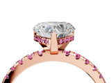 Rose gold Heart Cut Diamond Solitaire Ring with Round with Pink Sapphire side stone Pavé Band and Four-Prong Setting_40