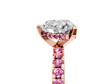 Rose gold Heart Cut Diamond Solitaire Ring with Round with Pink Sapphire side stone Pavé Band and Four-Prong Setting_41