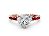 Rose gold Heart Cut Diamond Solitaire Ring with Round with Ruby side stone Pavé Band and Four-Prong Setting_36