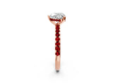 Rose gold Heart Cut Diamond Solitaire Ring with Round with Ruby side stone Pavé Band and Four-Prong Setting_38