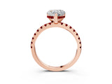Rose gold Heart Cut Diamond Solitaire Ring with Round with Ruby side stone Pavé Band and Four-Prong Setting_39