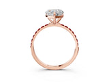 Rose gold Heart Cut Diamond Solitaire Ring with Round with Ruby side stone Pavé Band and Prong Setting_39