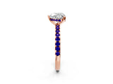 Rose gold Heart Cut Diamond Solitaire Ring with Round with Tanzanite side stone Pavé Band and Four-Prong Setting_38