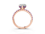 Rose gold Heart Cut Diamond Solitaire Ring with Round with Tanzanite side stone Pavé Band and Four-Prong Setting_39