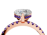 Rose gold Heart Cut Diamond Solitaire Ring with Round with Tanzanite side stone Pavé Band and Four-Prong Setting_40