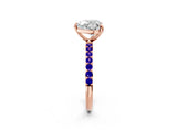 Rose gold Heart Cut Diamond Solitaire Ring with Round with Tanzanite side stone Pavé Band and Prong Setting_14