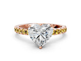 Rose gold Heart Cut Diamond Solitaire Ring with Round with Yellow Sapphire side stone Pavé Band and Four-Prong Setting_36