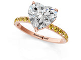 Rose gold Heart Cut Diamond Solitaire Ring with Round with Yellow Sapphire side stone Pavé Band and Prong Setting_13
