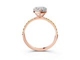 Rose gold Heart Cut Diamond Solitaire Ring with Round with Yellow Sapphire side stone Pavé Band and Prong Setting_15