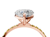 Rose gold Heart Cut Diamond Solitaire Ring with Round with Yellow Sapphire side stone Pavé Band and Prong Setting_16