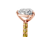Rose gold Heart Cut Diamond Solitaire Ring with Round with Yellow Sapphire side stone Pavé Band and Prong Setting_17