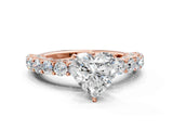 Rose gold Heart Cut Diamond Solitaire Ring with Shared Prong Pavé Band and Four-Prong Setting_83