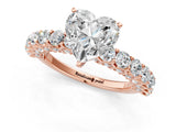 Rose gold Heart Cut Diamond Solitaire Ring with Shared Prong Pavé Band and Four-Prong Setting_84