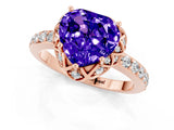 Rose gold Heart Cut Diamond Solitaire Ring with Shared Prong Pavé Band_1