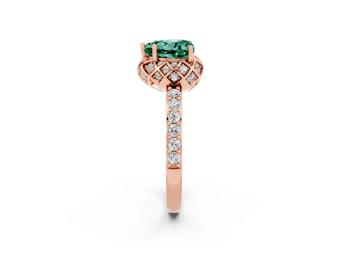 Rose gold Heart Cut Diamond Solitaire Ring with Shared Prong Pavé Band_2