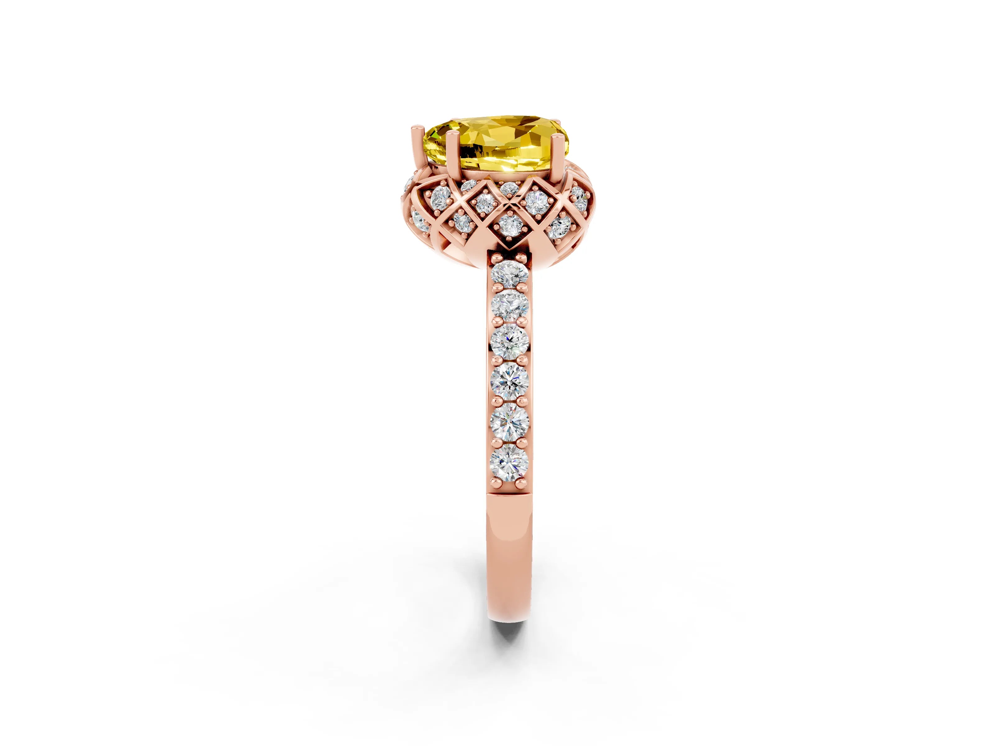Rose gold Heart Cut Diamond Solitaire Ring with Shared Prong Pavé Band_2