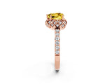 Rose gold Heart Cut Diamond Solitaire Ring with Shared Prong Pavé Band_2