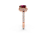 Rose gold Heart Cut Diamond Solitaire Ring with Shared Prong Pavé Band_2