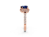 Rose gold Heart Cut Diamond Solitaire Ring with Shared Prong Pavé Band_2