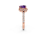 Rose gold Heart Cut Diamond Solitaire Ring with Shared Prong Pavé Band_2