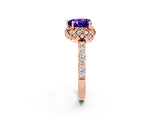 Rose gold Heart Cut Diamond Solitaire Ring with Shared Prong Pavé Band_2