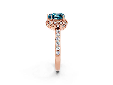 Rose gold Heart Cut Diamond Solitaire Ring with Shared Prong Pavé Band_2