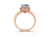 Rose gold Heart Cut Diamond Solitaire Ring with Shared Prong Pavé Band_3