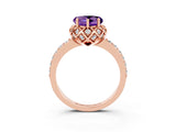 Rose gold Heart Cut Diamond Solitaire Ring with Shared Prong Pavé Band_3