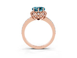 Rose gold Heart Cut Diamond Solitaire Ring with Shared Prong Pavé Band_3