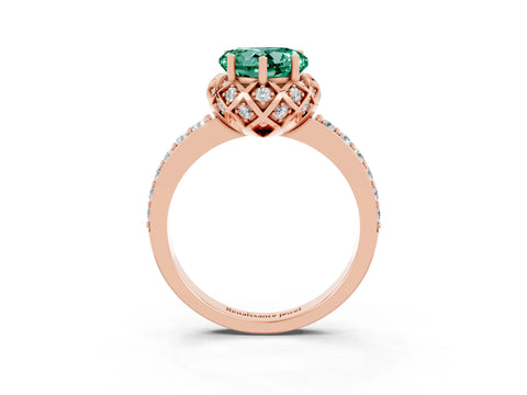 Rose gold Heart Cut Diamond Solitaire Ring with Shared Prong Pavé Band_3