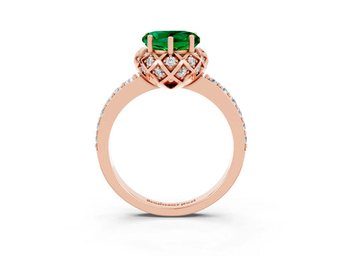 Rose gold Heart Cut Diamond Solitaire Ring with Shared Prong Pavé Band_3