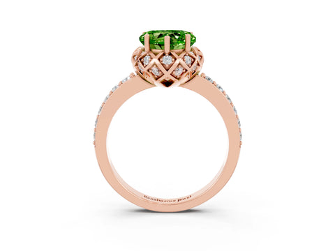 Rose gold Heart Cut Diamond Solitaire Ring with Shared Prong Pavé Band_3