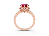 Rose gold Heart Cut Diamond Solitaire Ring with Shared Prong Pavé Band_3