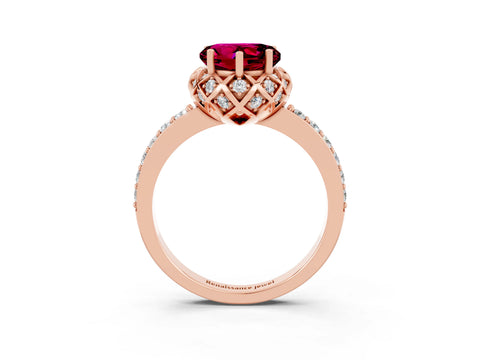 Rose gold Heart Cut Diamond Solitaire Ring with Shared Prong Pavé Band_3