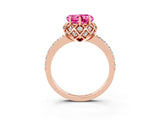 Rose gold Heart Cut Diamond Solitaire Ring with Shared Prong Pavé Band_3
