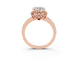 Rose gold Heart Cut Diamond Solitaire Ring with Shared Prong Pavé Band_3
