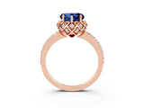Rose gold Heart Cut Diamond Solitaire Ring with Shared Prong Pavé Band_3