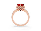Rose gold Heart Cut Diamond Solitaire Ring with Shared Prong Pavé Band_3